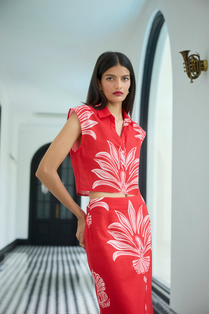 Beyond by Vera Alba Top in PALM SPRING ROUGE