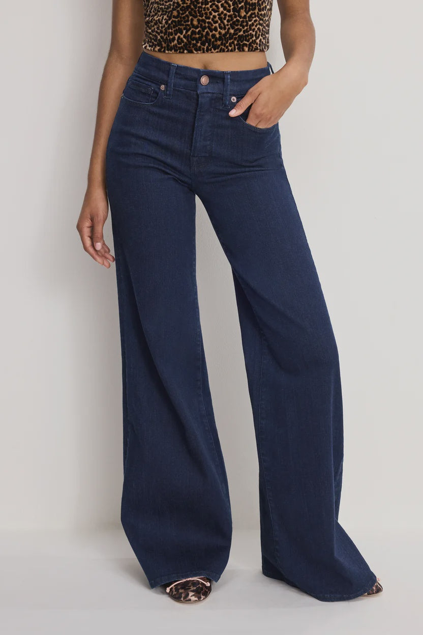 Good American Good Waist Palazzo Jeans in Indigo