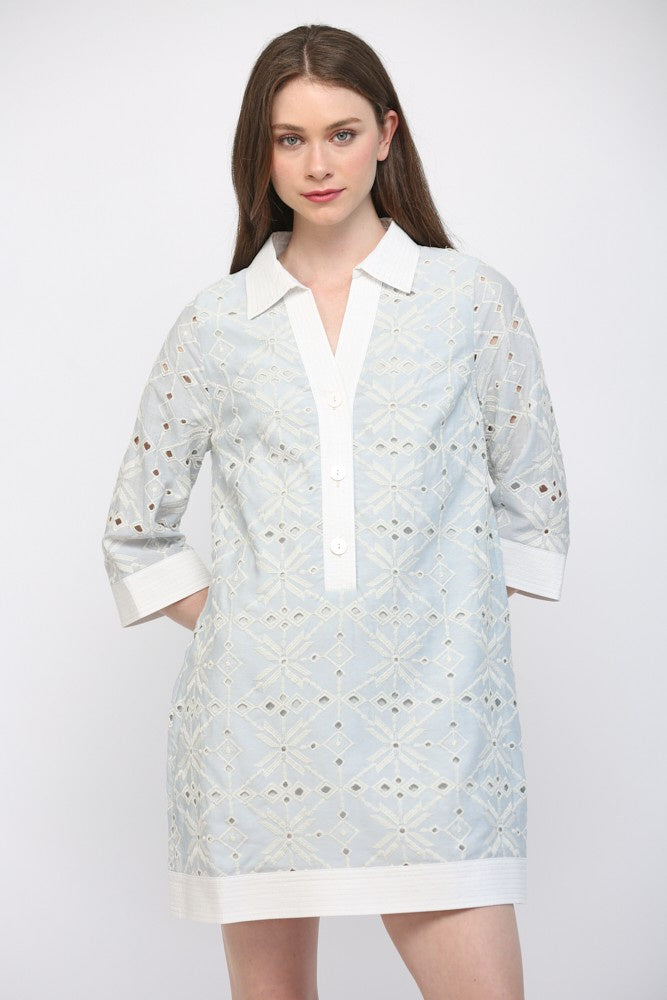 cotton lace shift dress Cotton Lace Trim Shift Dress - Soleil Stripe