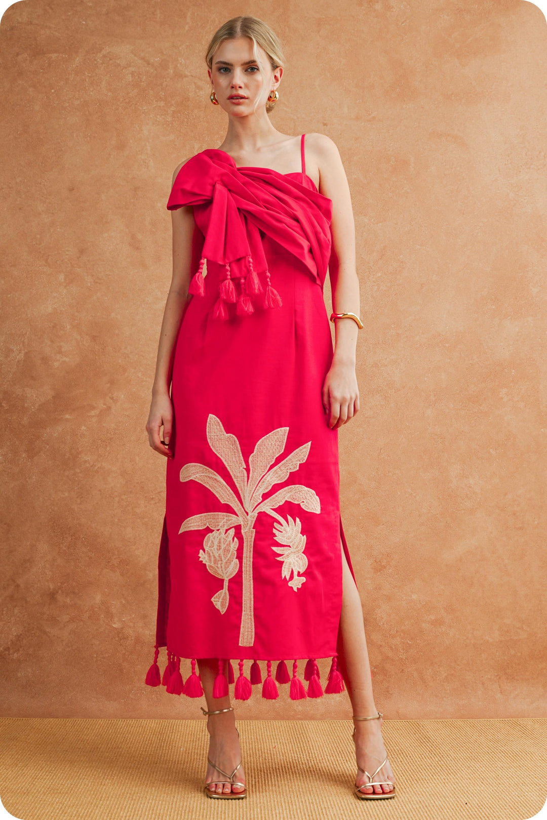 red tassel mini dress Red Rhinestone Tassel Mini Dress
