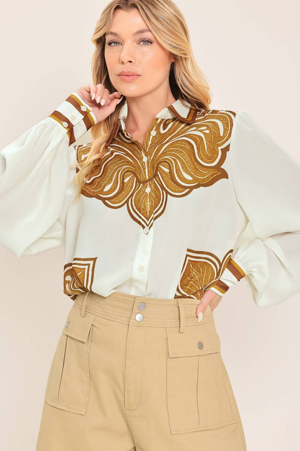 Count Me In Ivory Printed Top
