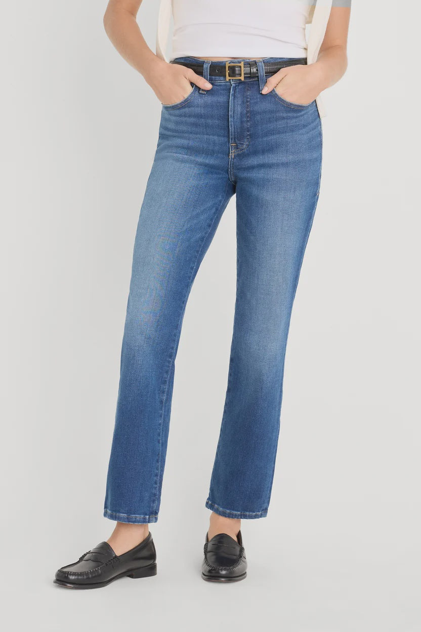 Good American Soft Tech Good Legs Straight Jeans in Indigo