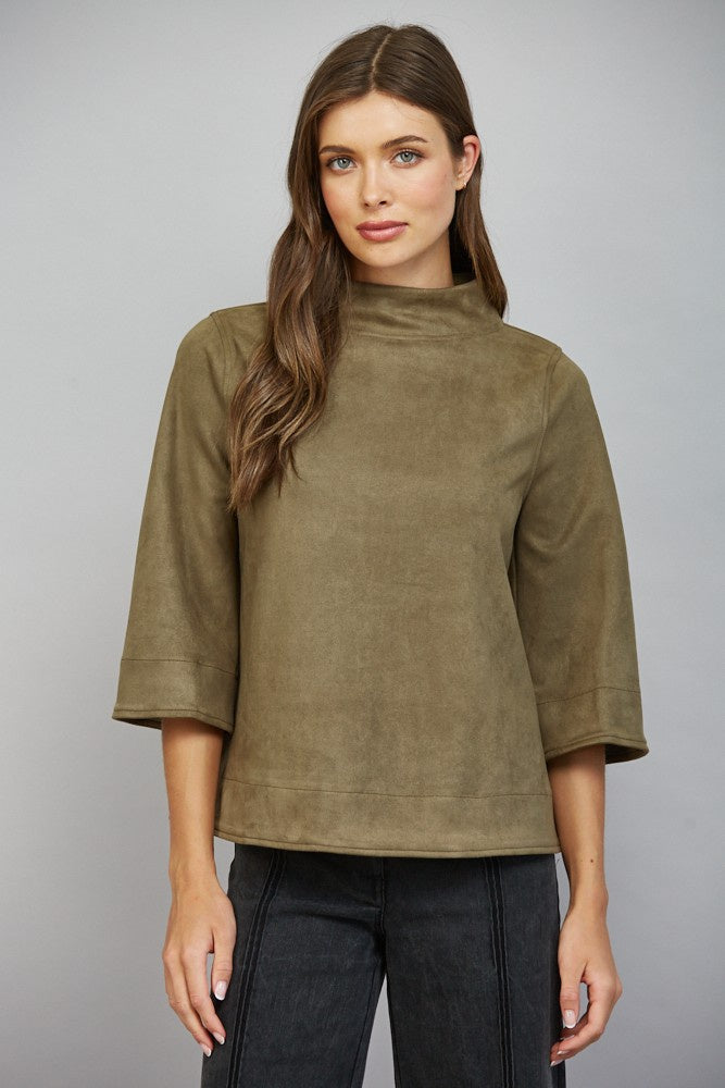 In The End Suede Top in Olive