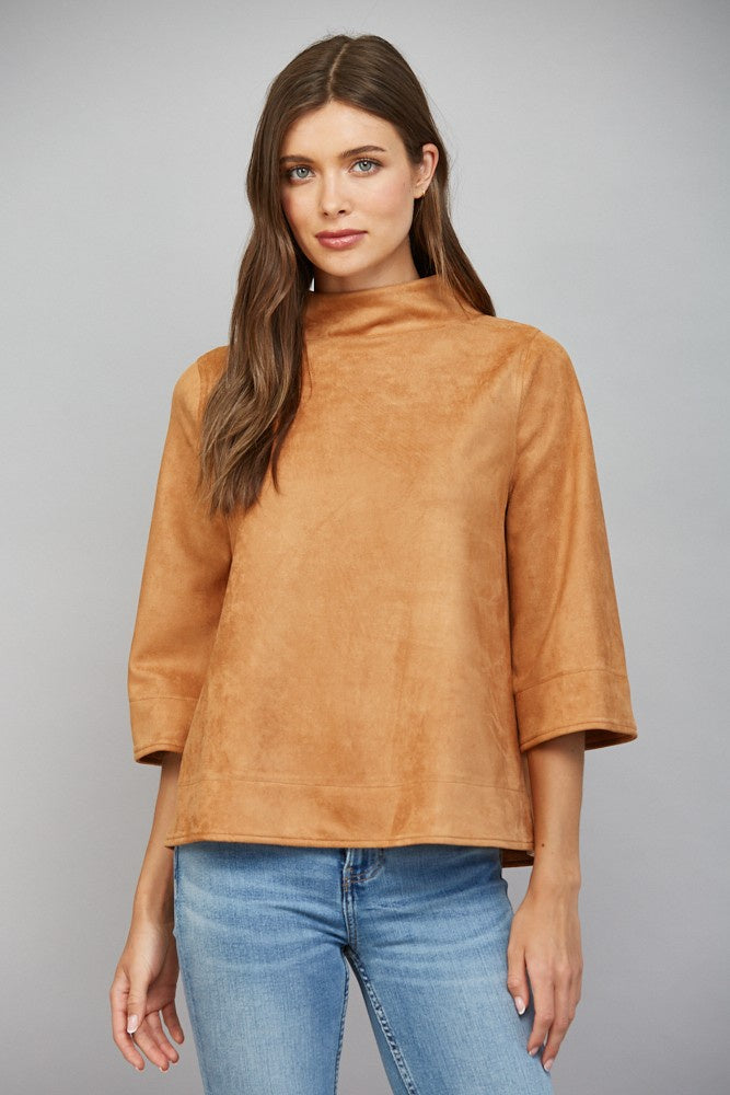 In The End Suede Top in Tan