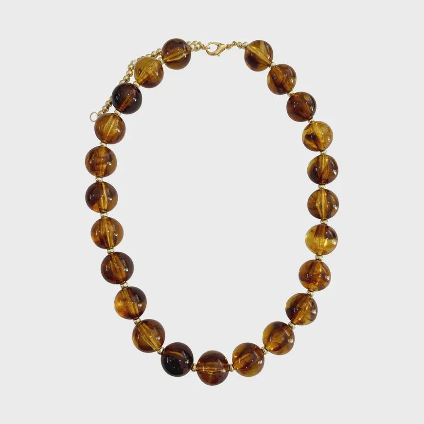 Avery Chunky Beaded Necklace in Tortoise