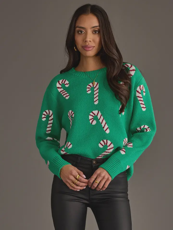 Green Candy Cane Sweater