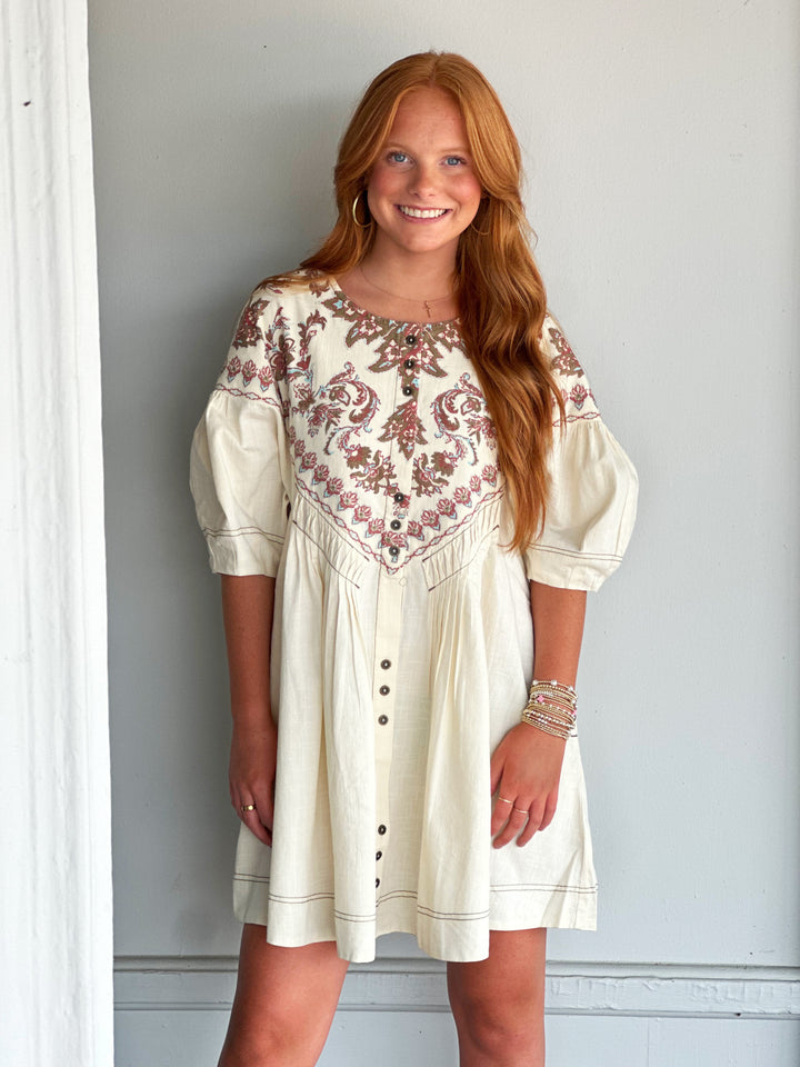 Free People Orson Mini Dress in Ivory Combo