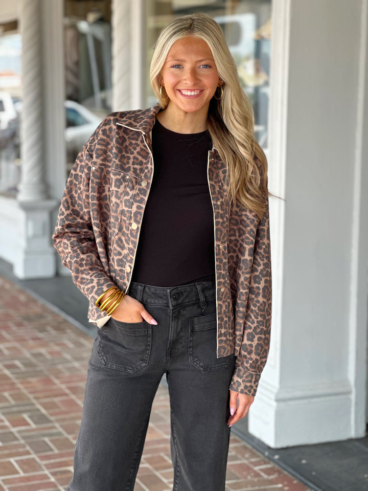 Charlie B Leopard Printed Jacket