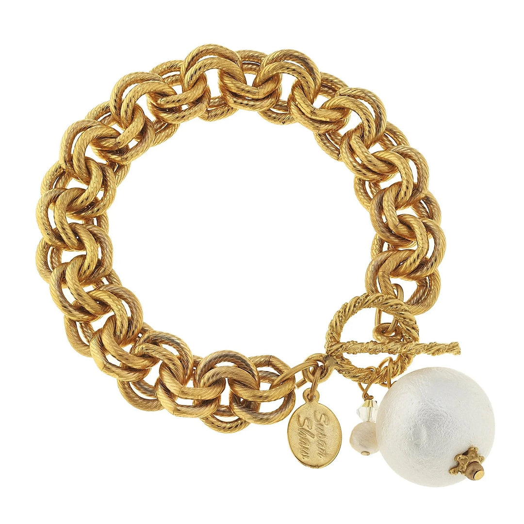 Susan Shaw Double Link Cotton Pearl Bracelet