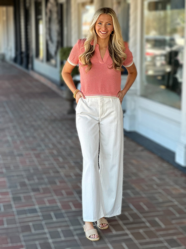 Steve Madden Aspyn Sweater Top in Spiced Coral