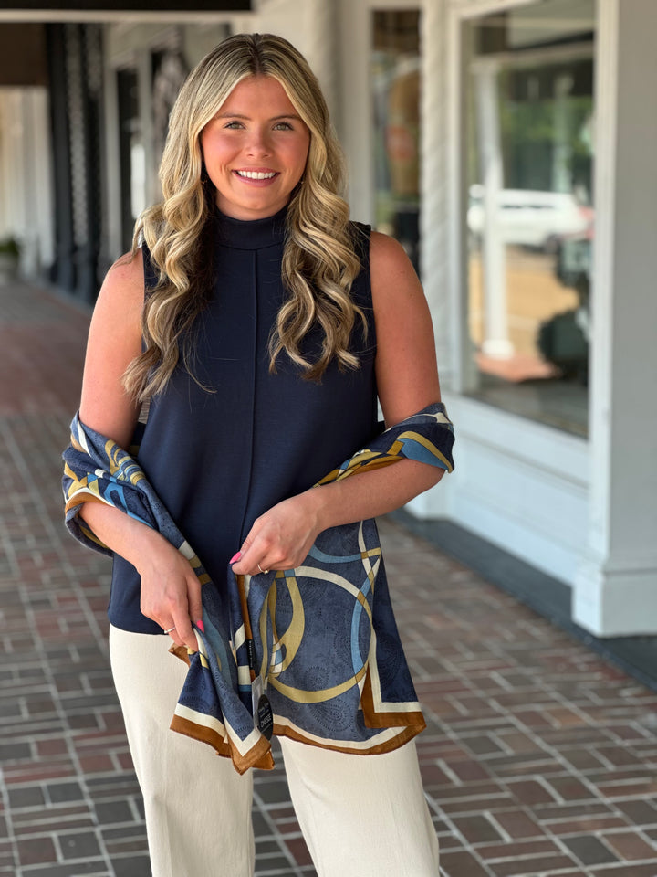Set In Stone Sleeveless Navy Blue Top