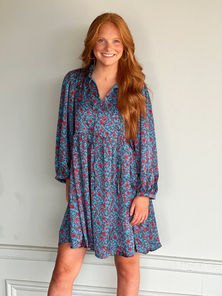 This Is Where It Ends Dress in Blue Mix