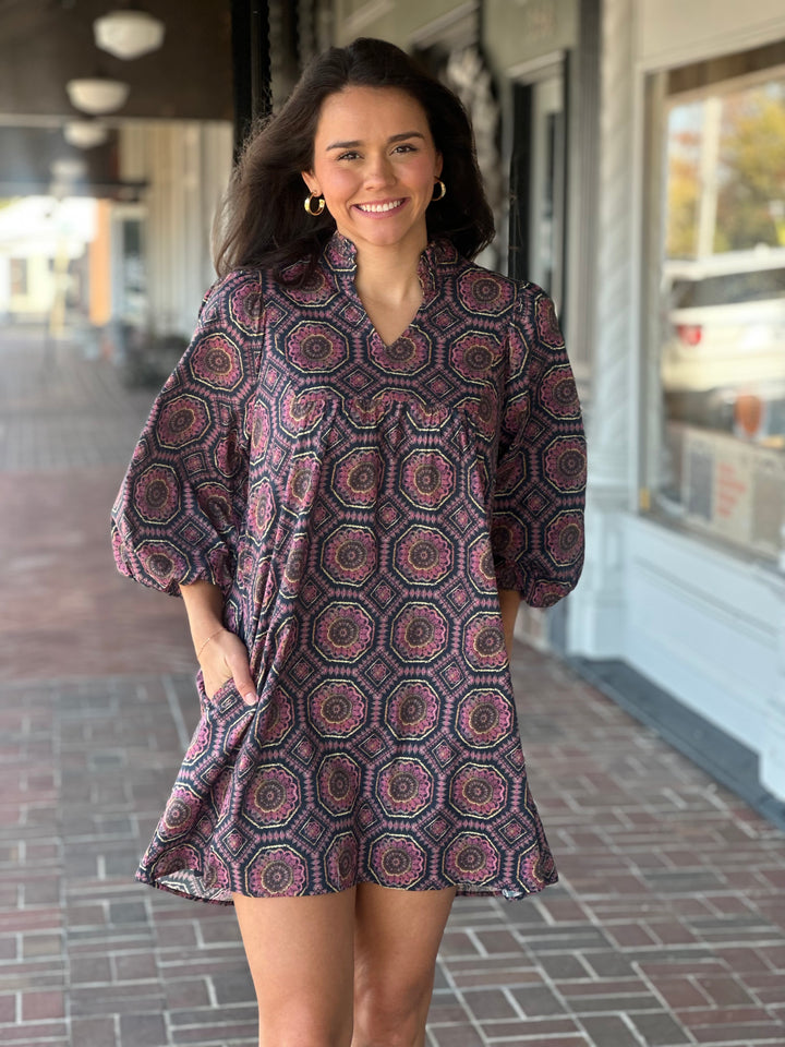 Just How It Is Navy Printed Mini Dress