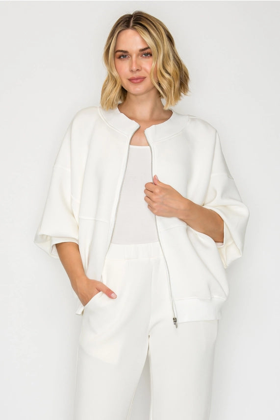 Finella Stretch French Scuba Jacket in White