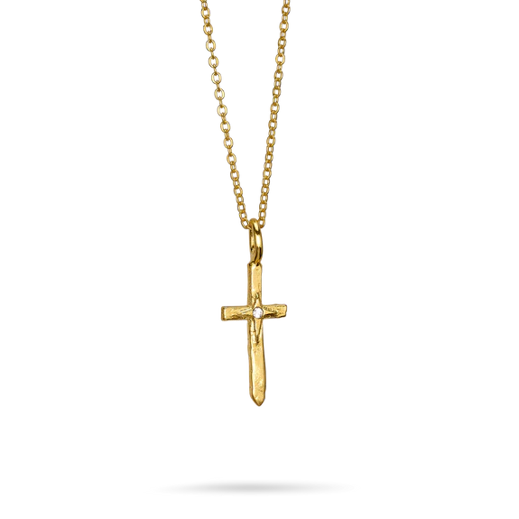 Peacemaker Cross Necklace - Gold Plate - 16"