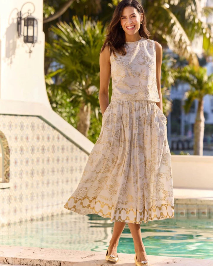 Jude Connally Meredith Skirt Cotton Voile in Toile White Gold