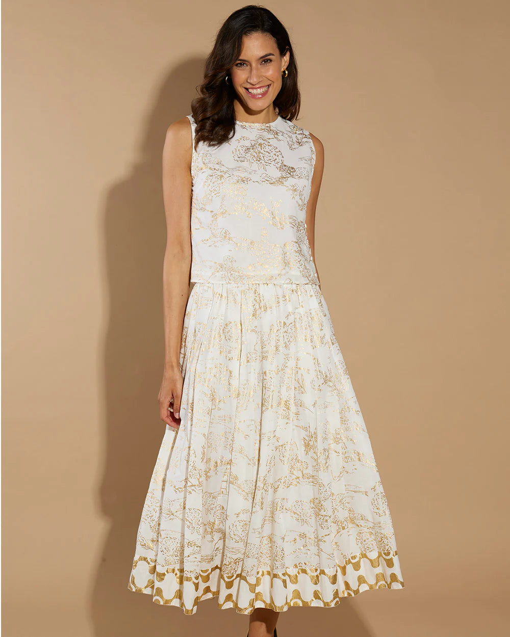 Jude Connally Meredith Skirt Cotton Voile in Toile White Gold