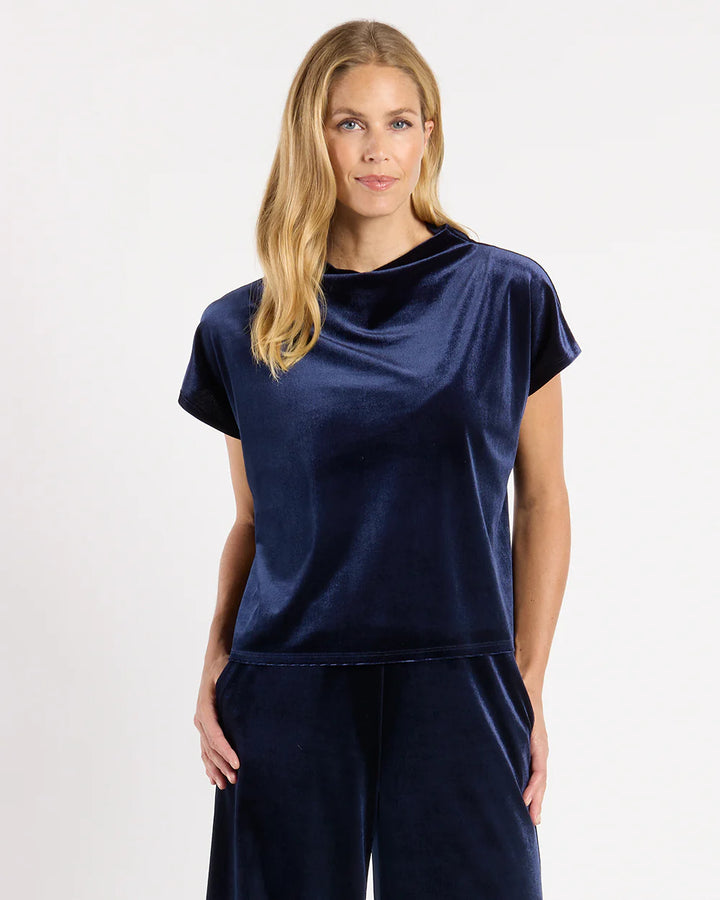 Jude Connally Tillie Top Stretch Velvet in Navy
