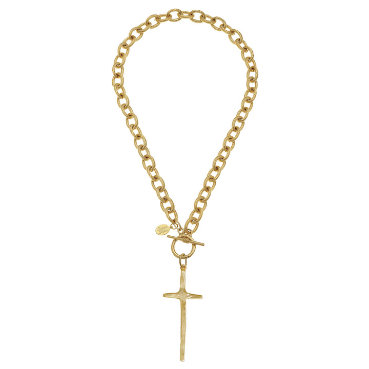 Susan Shaw Gold Long Cross Chain Necklace