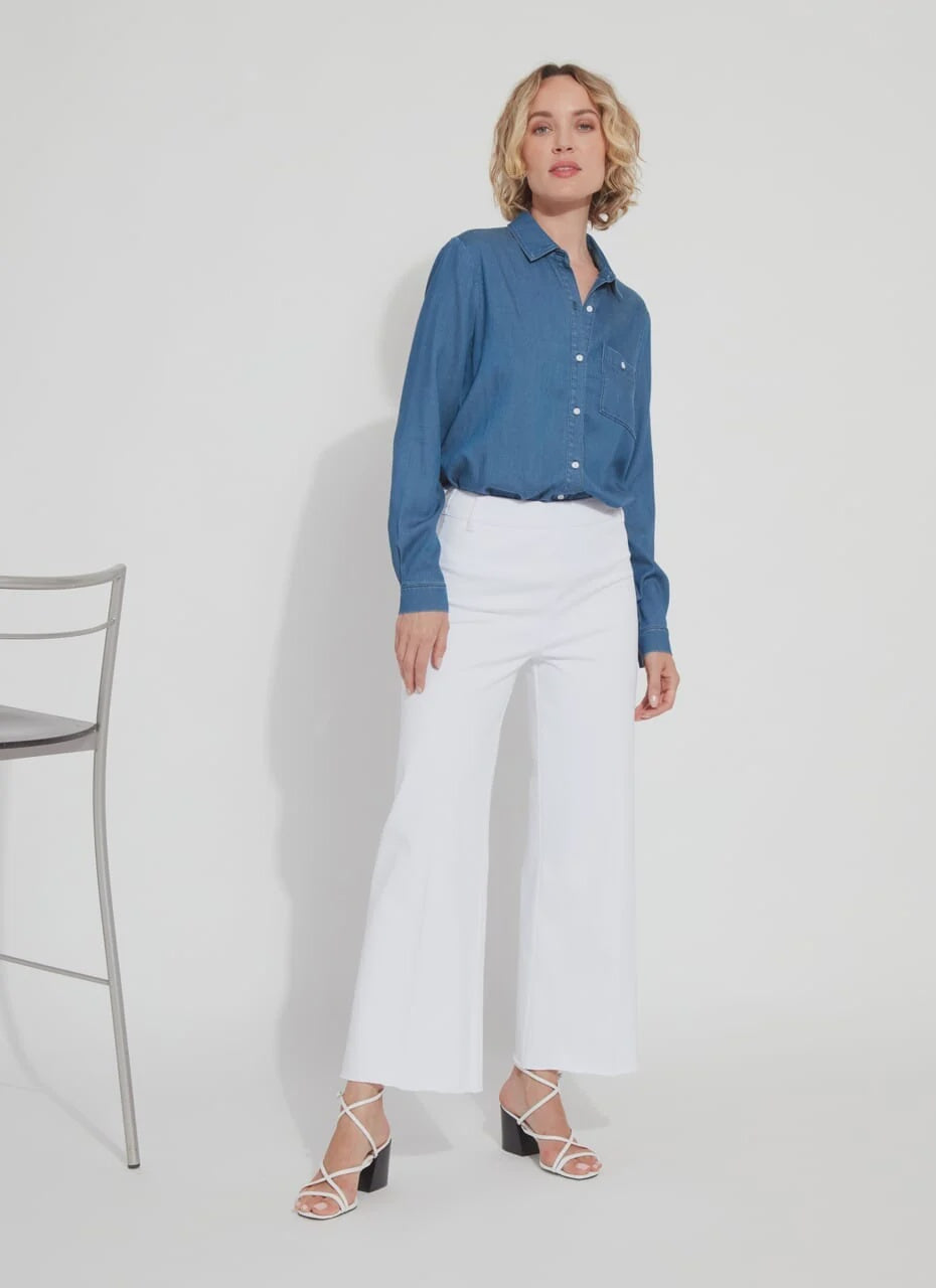 Lysse Erin Hi Waist Wide Leg Ponte Pant in White