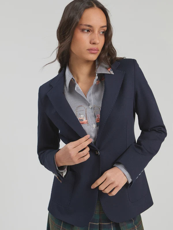 Vilagallo Navy Knit Jacket