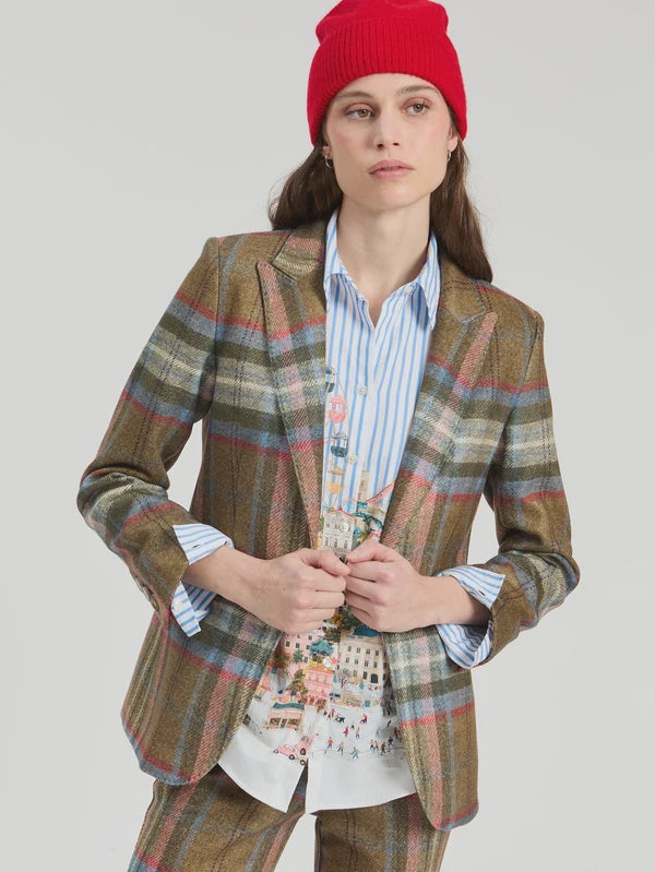 Vilagallo Heather Short Jacket in Brown Plaid