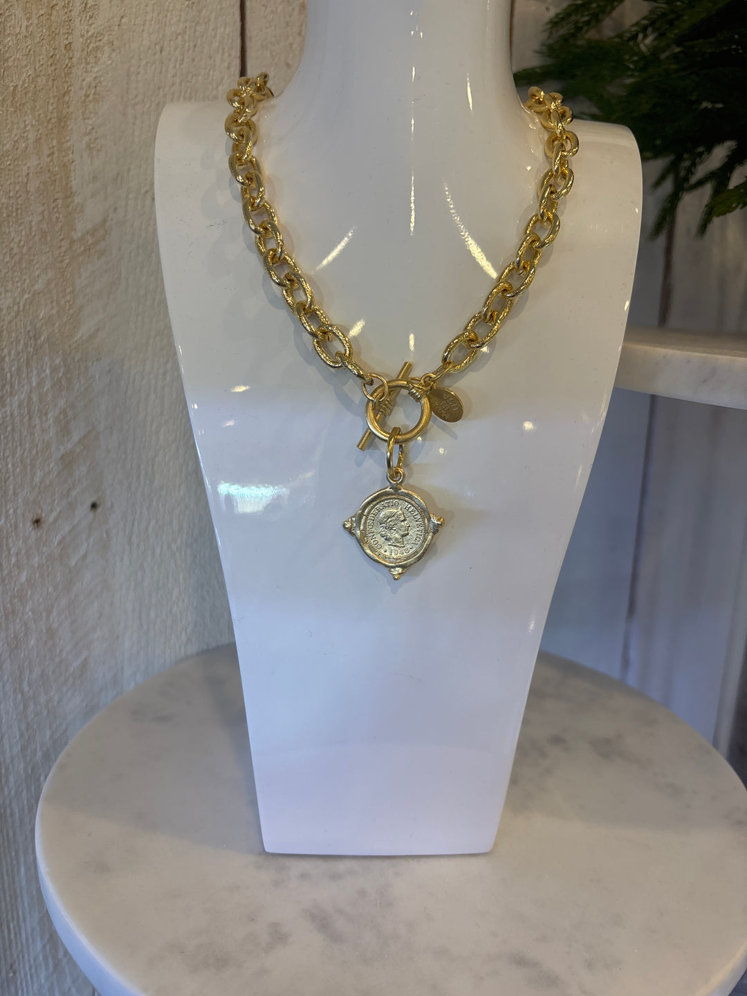 Susan Shaw Gold Front Coin Necklace