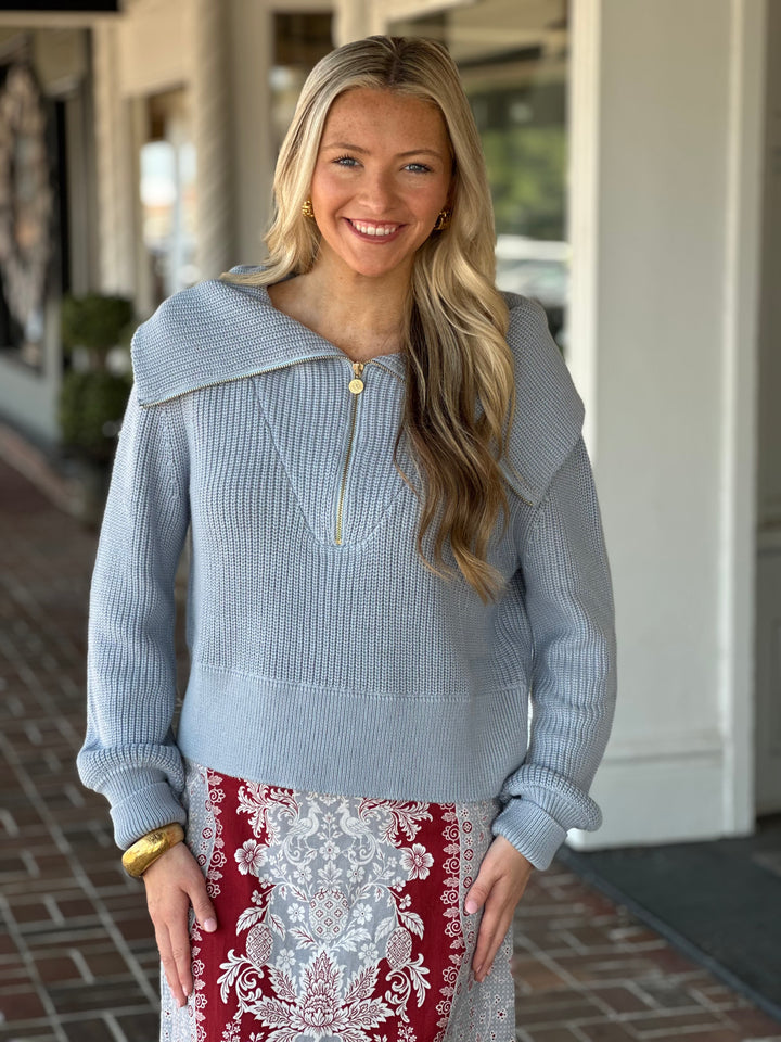 Anna Cate Gabrielle Sweatshirt in Dusty Blue