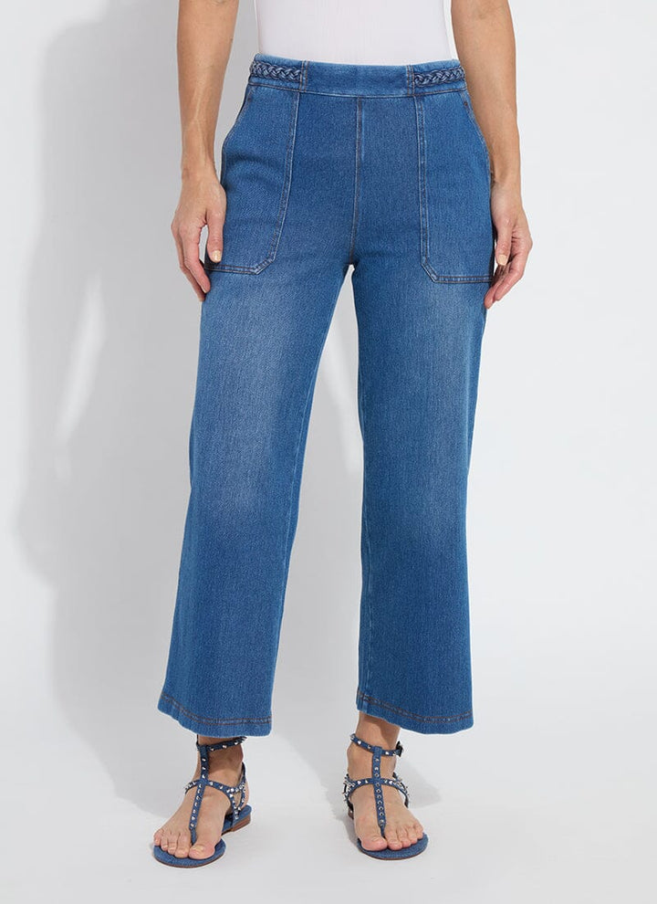 Lysse Hayes Braided Wide Leg Crop Jean in Medium Wash