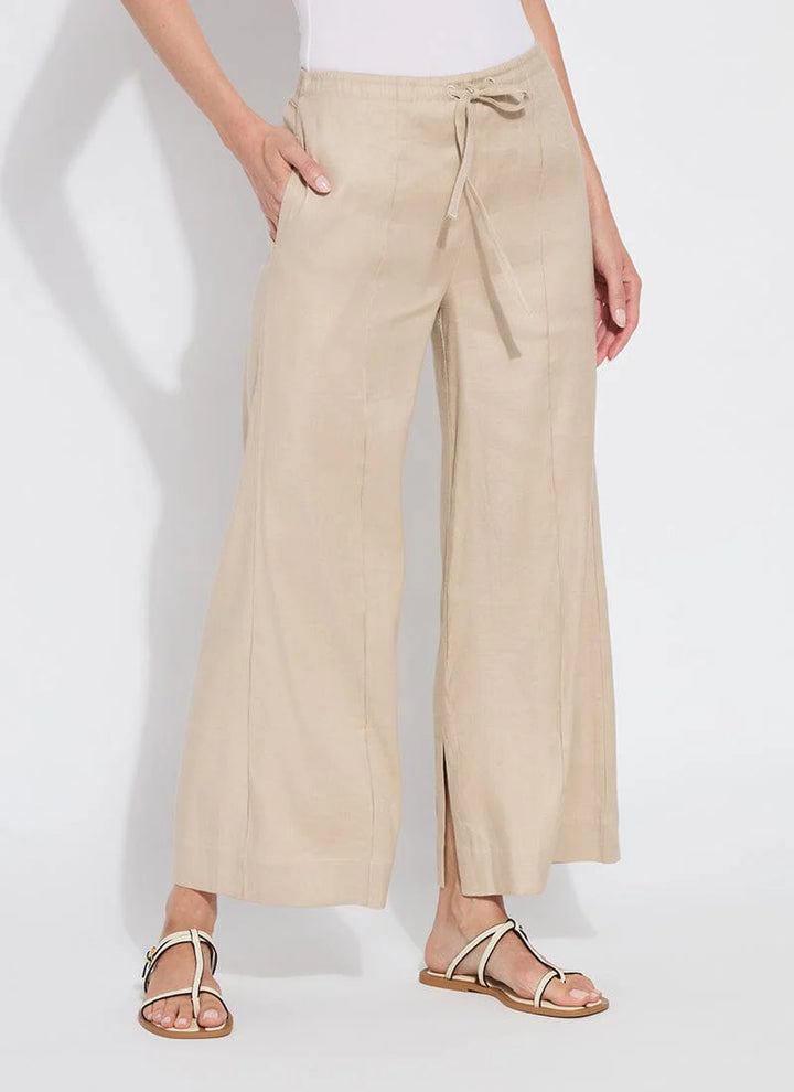 Lysse Nixie Drawstring Linen Wide Leg Pant in Linen
