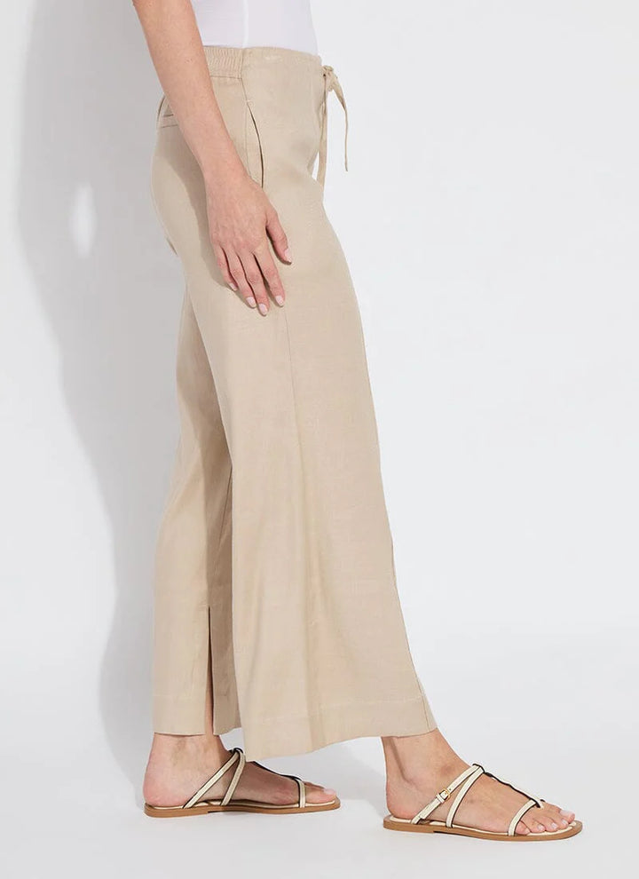 Lysse Nixie Drawstring Linen Wide Leg Pant in Linen