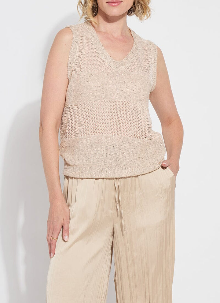 Lysse Bria Sequined V-Neck Shell in Chablis Sequins