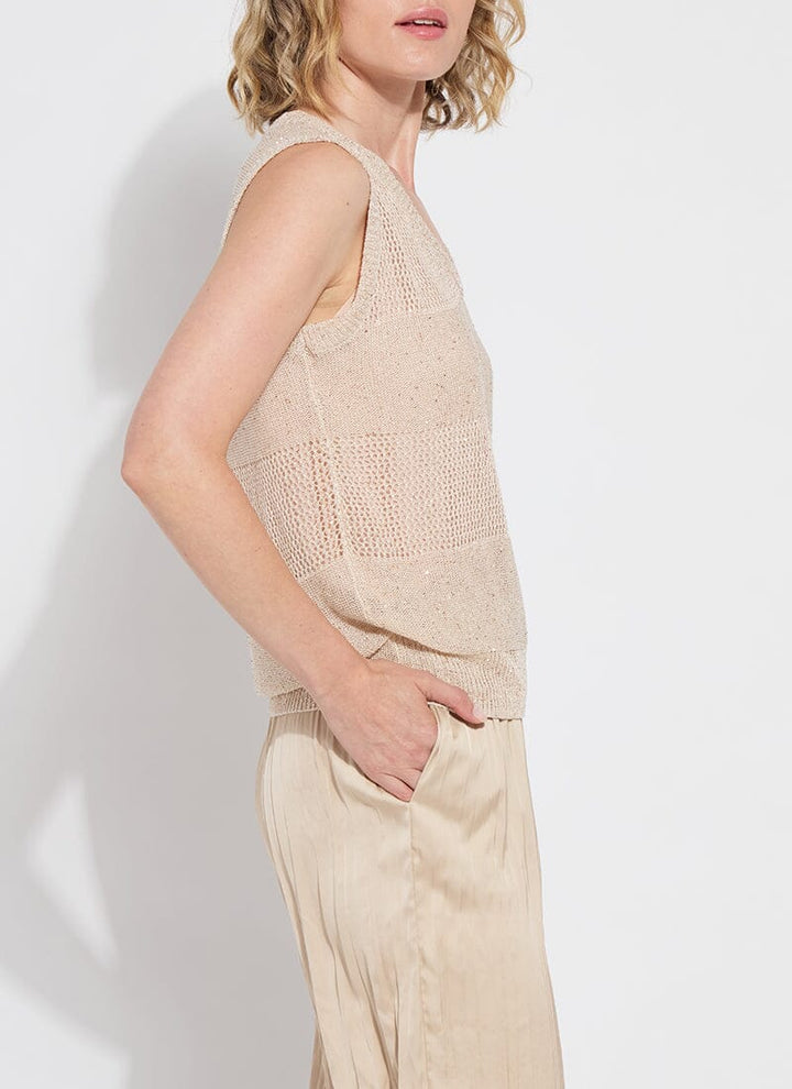 Lysse Bria Sequined V-Neck Shell in Chablis Sequins