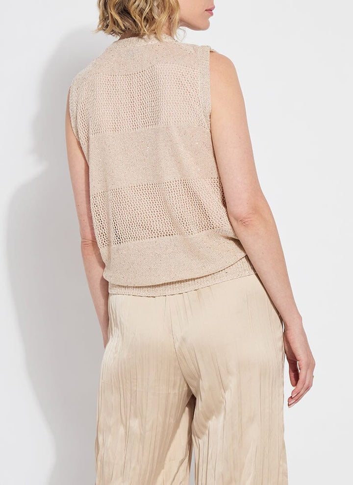 Lysse Bria Sequined V-Neck Shell in Chablis Sequins