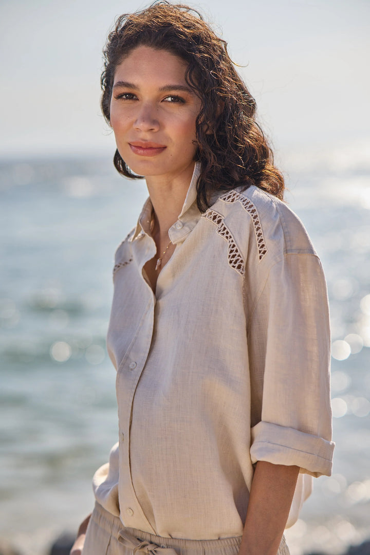 Lysse Roxanna Embroidered Shirt in Sailcloth