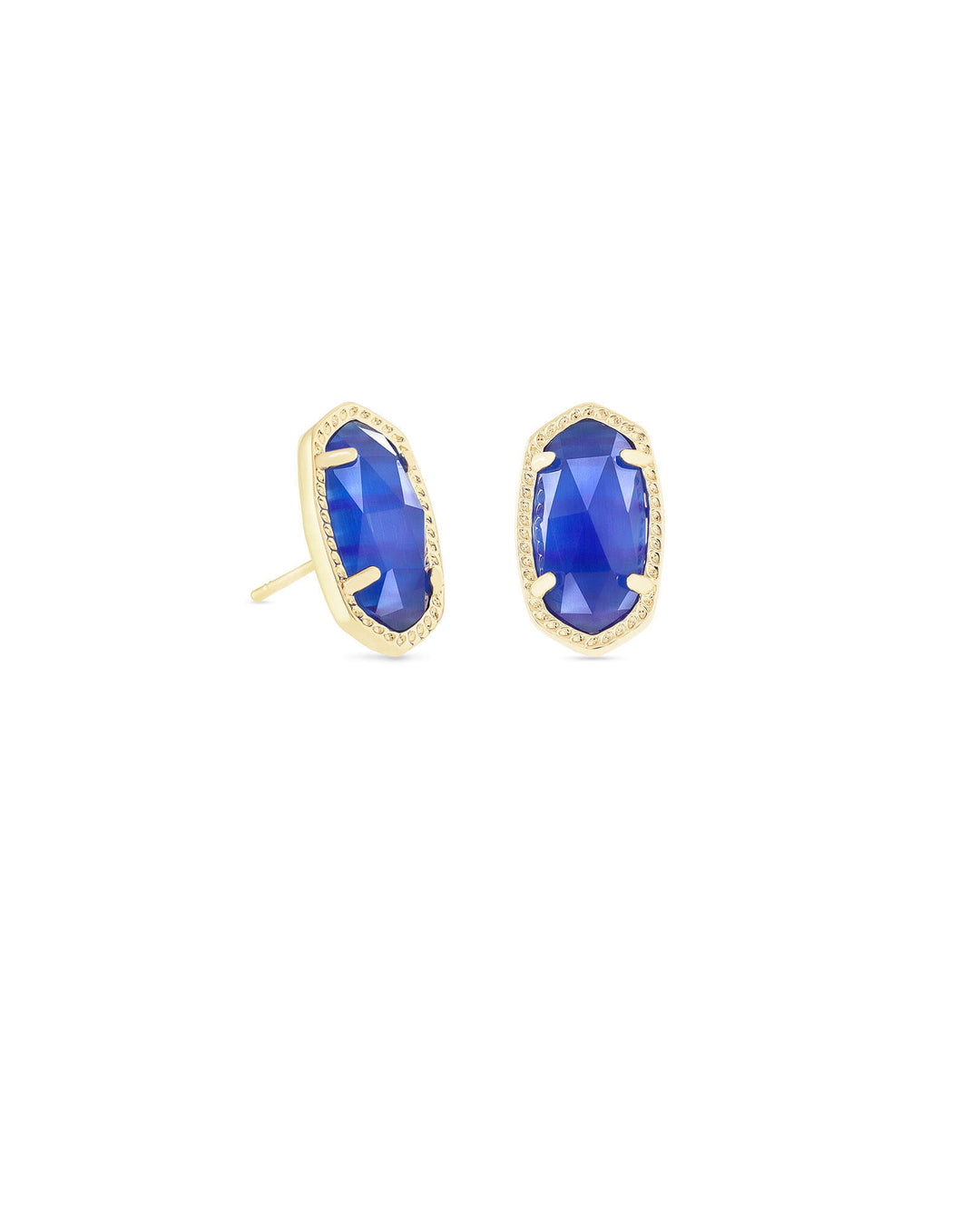 Kendra Scott Ellie Gold Stud Earrings in Cobalt Cats Eye