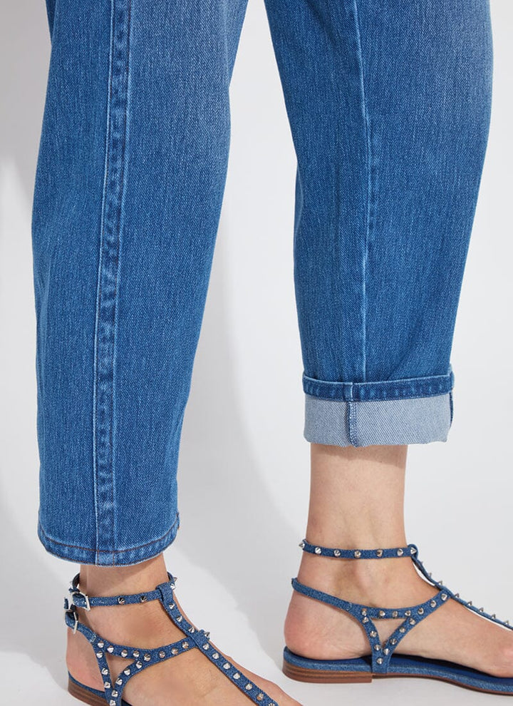Lysse Winslet Cuffed Barrel Crop Denim Jean in Mid Wash