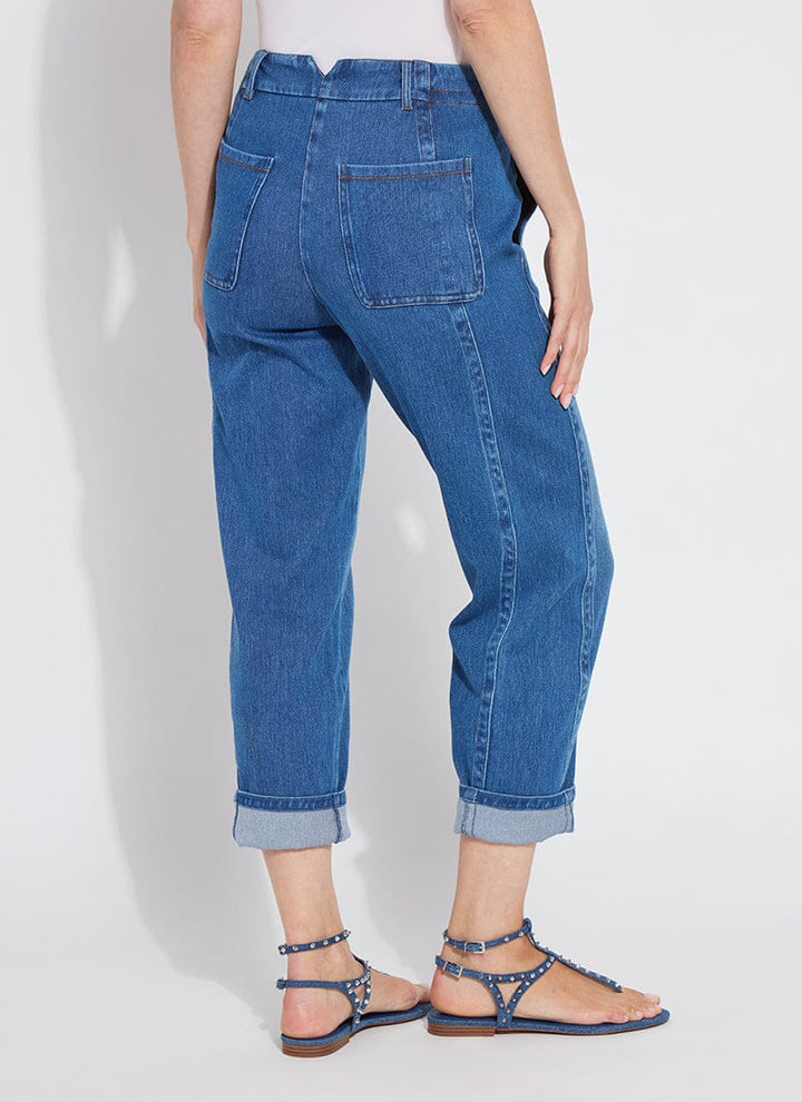 Lysse Winslet Cuffed Barrel Crop Denim Jean in Mid Wash