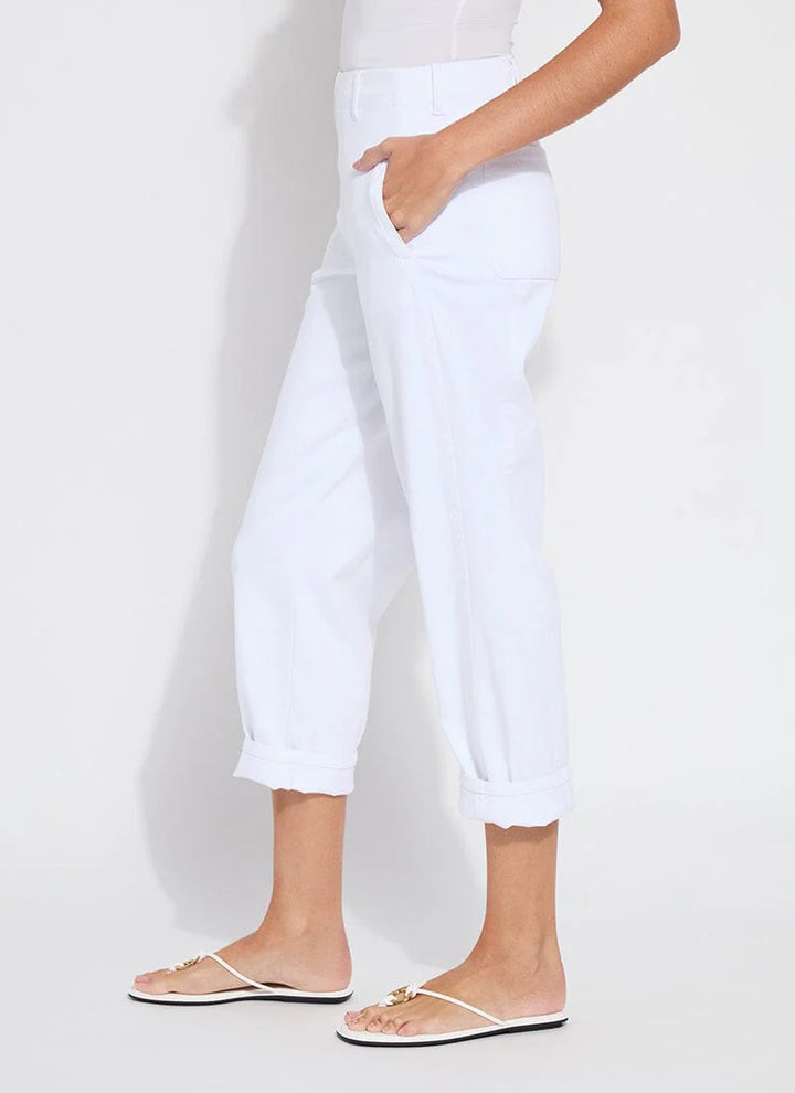Lysse Winslet Cuffed Barrel Crop Denim Jean in White