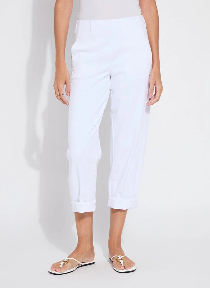 Lysse Winslet Cuffed Barrel Crop Denim Jean in White