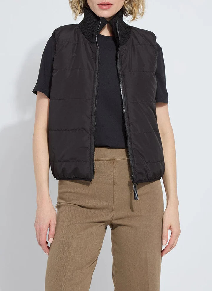 Lysse Prudence Reversible Puffer Sweater Vest in Black