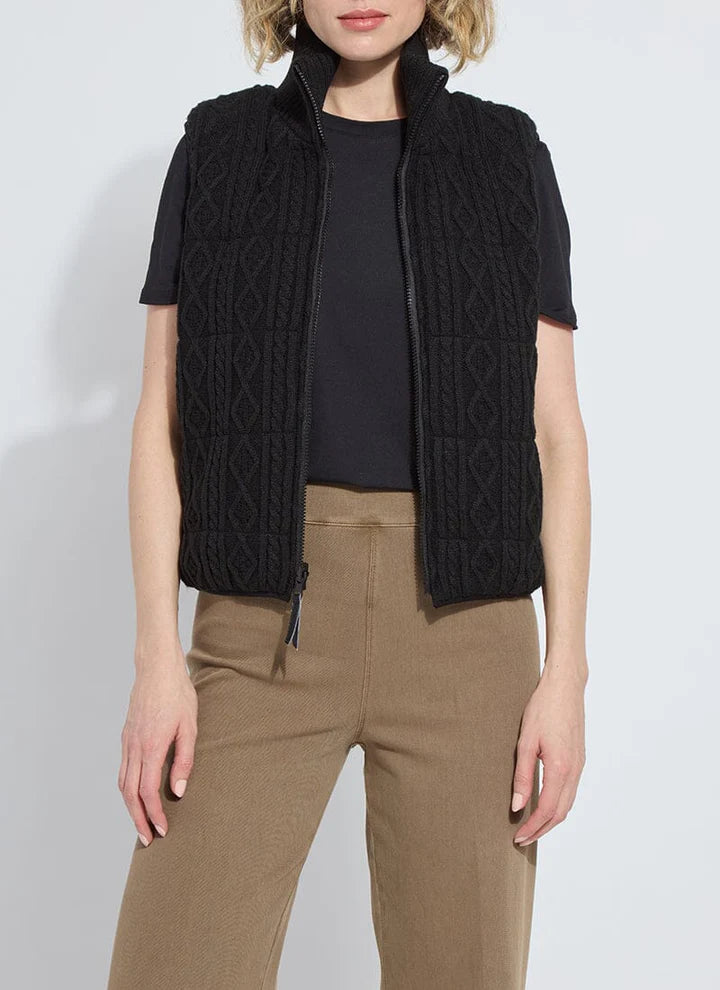 Lysse Prudence Reversible Puffer Sweater Vest in Black