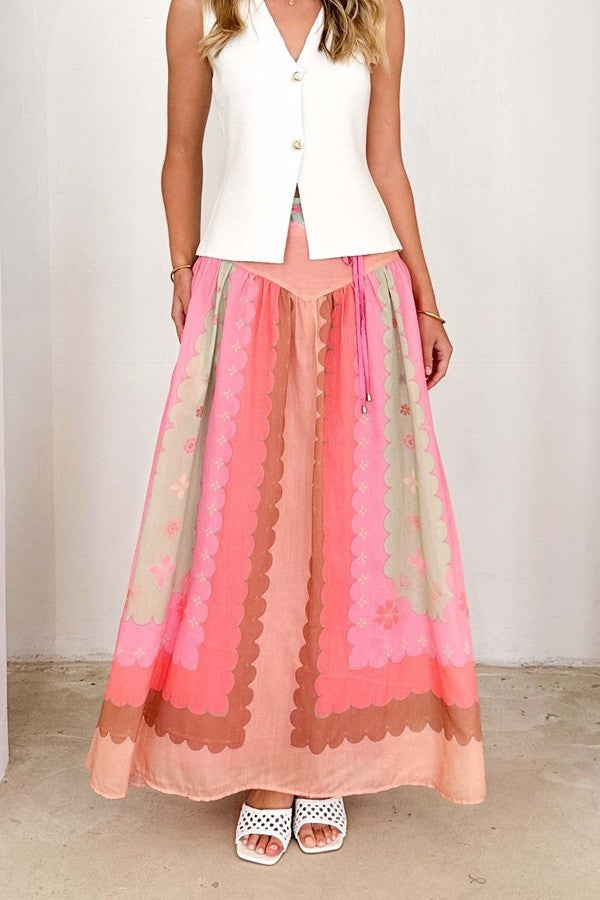 Waves Of Paradise Printed A-Line Skirt