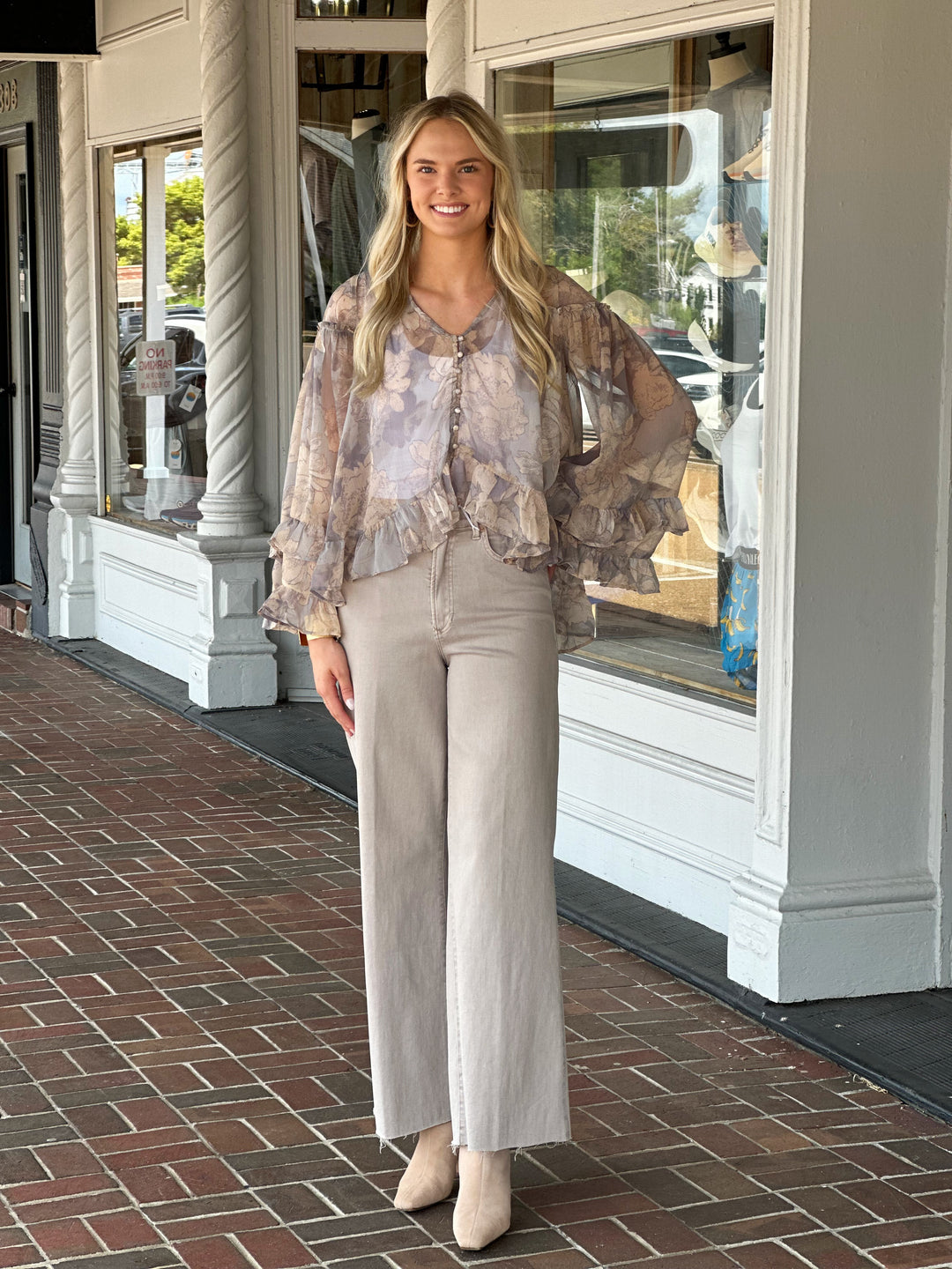 Free People Day Dreaming Blouse In Stone Combo