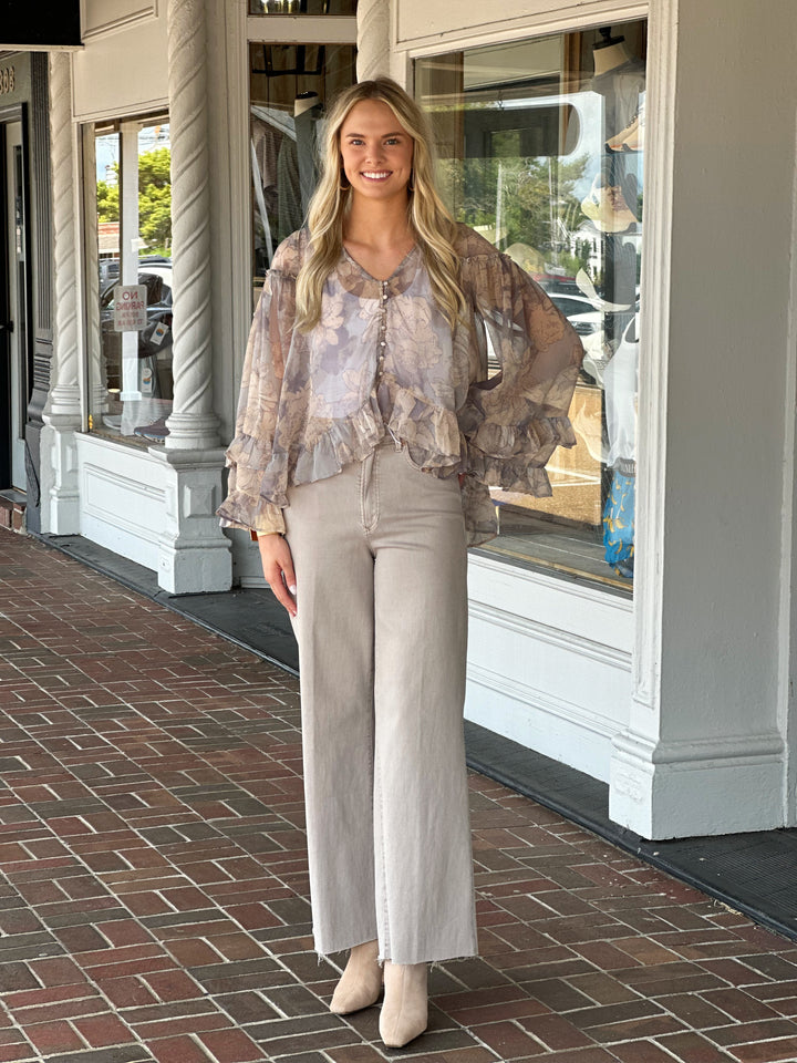 Free People Day Dreaming Blouse In Stone Combo