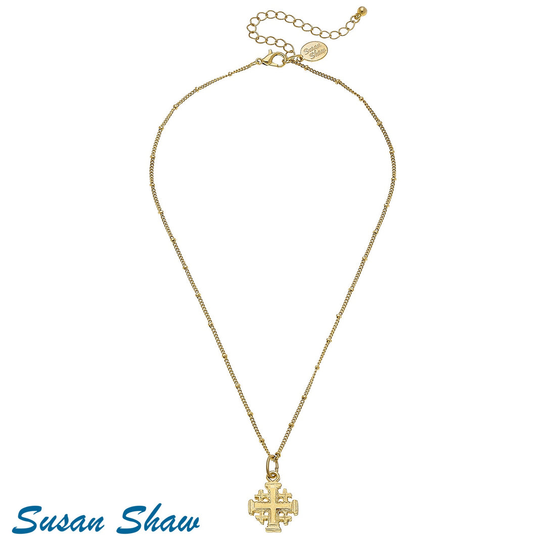 Susan Shaw Jerusalem Cross Gold Necklace