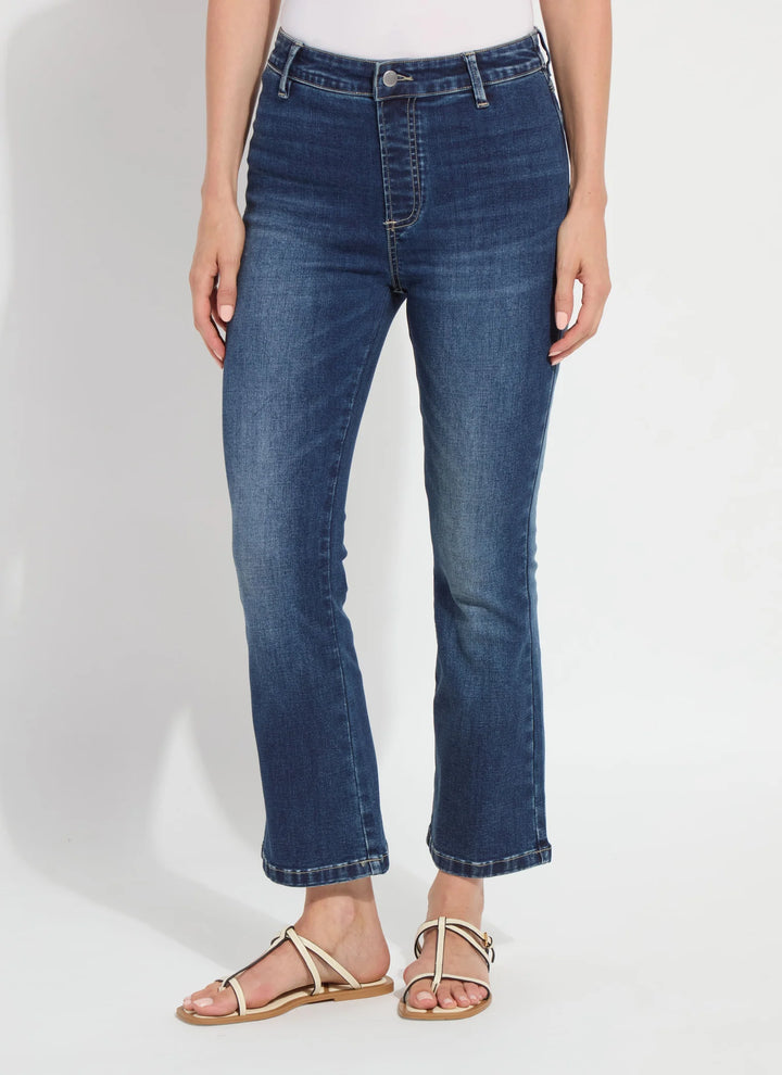Lysse Ankle Estelle Everyday Flare Denim in Dark Midwash