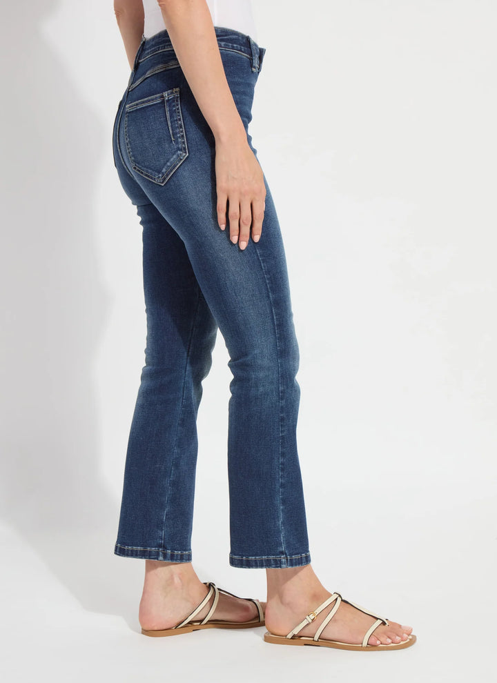 Lysse Ankle Estelle Everyday Flare Denim in Dark Midwash