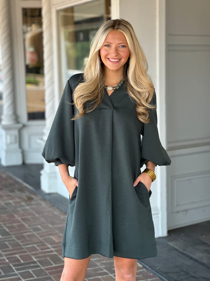 Always On Time Hunter Green Dress