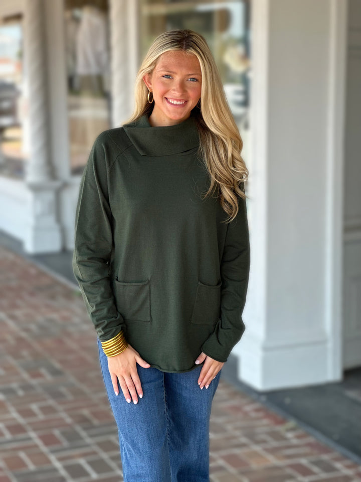 French Dressing Cowl Neck Sweater in Spruce